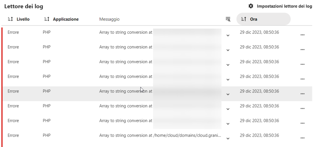 Nextcloud 28 - Errori