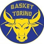 Logo della squadra Basket Torino, rappresentato da un toro stilizzato giallo su sfondo blu, con scritta "Basket Torino" in giallo in alto